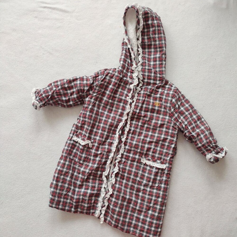 Ralph Lauren Baby Plaid Hooded Robe 9M Cotton Terry Lined Bathrobe - Picture 11 of 11